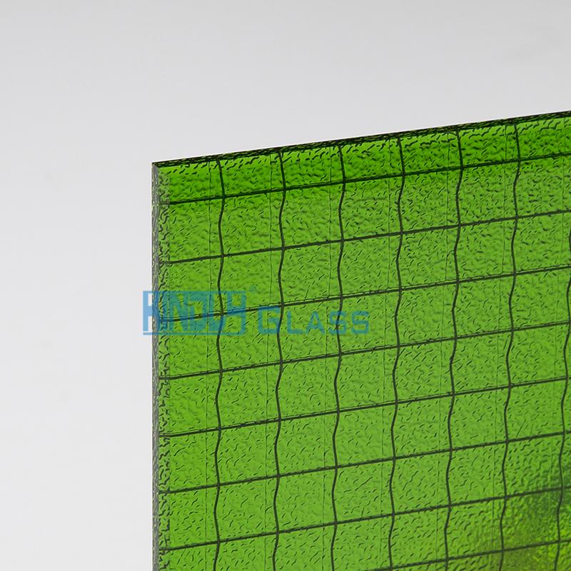 Green Nashiji Wired Patterned Glass